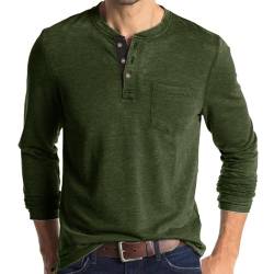 T Shirts Männer Henley Shirt Herren Langarm Poloshirt T Shirt Herren Grün von Rodawu