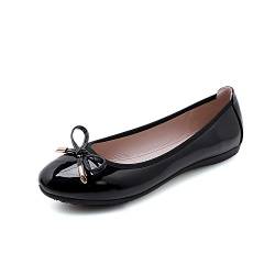 Rojeam Frauen Classic Flats Schuhe mit Fliege Ballett Slip On(B: Schwarz,39 EU) von Rojeam