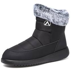 Rokiemen Damen Winterstiefel Wasserdicht Warm Gefütterte Schneestiefel Herren Winter Stiefel Outdoors rutschfeste Boots Schwarz EU 42 von Rokiemen