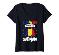 Damen Rumänien Rumänische Flagge T-Shirt mit V-Ausschnitt von Romania Gifts for Men Women