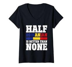 Damen Rumänien Rumänische Flagge T-Shirt mit V-Ausschnitt von Romania Gifts for Men Women