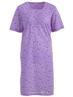 Romesa Damen Nachthemd Kurzarm Schlafshirt Frühjahr Sommer Größe M L XL XXL, Größe:XXL, Farbe:Flieder von Romesa