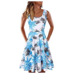 Ronony Elegante Kleider Damen,Trägerband Druckkleid Stretch Modekleid Partykleider Kleid mit V-Ausschnitt Trägerloses Kleid Kurz Brautkleid Kurz Kleider A Linien Minikleid Freizeitkleid Mit Blumen Boh von Ronony