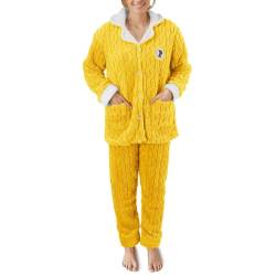 Roobeety Frottee Schlafanzug Damen Verdicken Kostüm Flanell Pyjamas Winter Bequem Nachtwäsche Warm Flauschig Kuscheliger Pyjama Fleece Hausanzug 2-Teilig von Roobeety