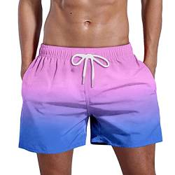 Badehose Herren Tunnelzug Neon Shorts Farbverlauf Strand Shorts Elastische Taille Bermuda Shorts Mit Taschen Papas Shorts Schnelltrocknend Badeshorts Boardshorts Rashguard Shorts Sommer Kurze Hosen von Rosennie