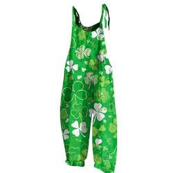 Jumpsuits Für Damen Blauer Jumpsuit Damen Latzhose Grün Damen Kleeblatt Druck St Patricks Day Jumpsuit Spaghetti Jumpsuit Rückenfrei Playsuit Kuschelig Latzhose Wide Leg Romper Festlich Weiß M von Rosennie