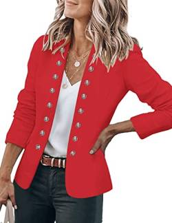 Roskiky Blazer Damen Elegant Outfit Damen Business Kostüm Damen Elegant Kostüm Damen Elegant Business Outfit Damen Rot S von Roskiky