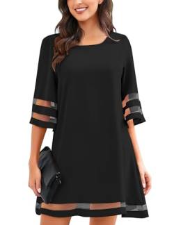 Roskiky Kleid Festlich Damen Kleid Hochzeitsgast Kleid Festlich Damen Hochzeitsgast Festliche Kleider Knielang Modefest Kleider Kurze Kleider Damen Kleid Schwarz Damen Schwarz M von Roskiky