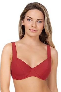 Rosme Lingerie BH-Oberteil für Badebekleidung Strandbekleidung Badeanzug für Damen, Kollektion Future Retro, Rot, Größe 46C/95C von Rosme