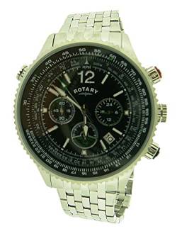 Rotary gb00661/04 Pilot Edelstahl Chronograph Armband Armbanduhr Geschenk von Rotary