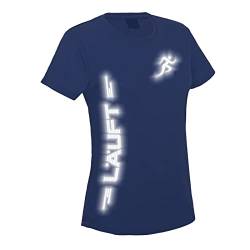 Laufshirt Damen Reflex Funktionsshirt Running T-Shirt Läuft Navy XL von Roughtex