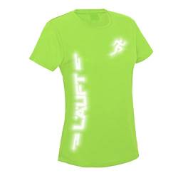 Laufshirt Damen Reflex Funktionsshirt Running T-Shirt Läuft Neongrün XL von Roughtex