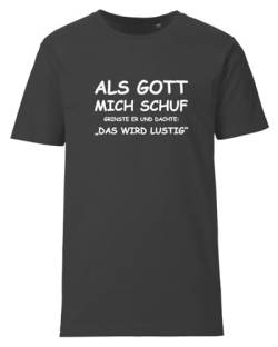 Sprüche Shirt Als Gott Mich Schuf T-Shirt Bedruckt Damen Herren Schwarz M von Roughtex