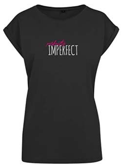 Sprüche T-Shirt Damen Extended Shoulder Perfectly Imperfect Schwarz XL von Roughtex