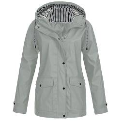 Regenjacke Damen Wasserdicht Winddichter Atmungsaktiv Regenmantel Regenparka mit Kapuze Leichte Dünne Windbreaker Übergangsjacke Große Größen Fahrrad Windjacke Trenchcoat Wandern Sommerjacke(S-5XL) von Rouingdd