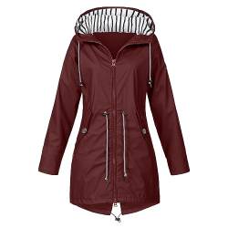 Regenjacke Damen Wasserdicht Winddichter Atmungsaktiv Regenmantel Regenparka mit Kapuze Leichte Dünne Windbreaker Übergangsjacke Große Größen Fahrrad Windjacke Trenchcoat Wandern Sommerjacke(S-5XL) von Rouingdd