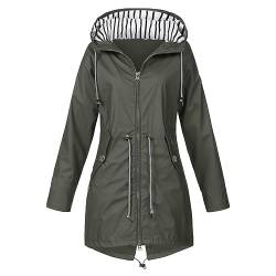 Regenjacke Damen Wasserdicht Winddichter Atmungsaktiv Regenmantel Regenparka mit Kapuze Leichte Dünne Windbreaker Übergangsjacke Große Größen Fahrrad Windjacke Trenchcoat Wandern Sommerjacke(S-5XL) von Rouingdd