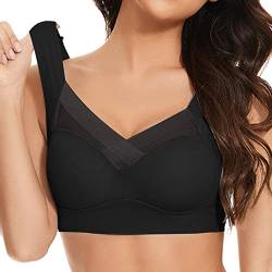 Rouingdd Hatme Haltungskorrektur BH, Vorderverschluss BH Damen Ohne Bügel Push Up Seamless Atmungsaktiv Bralette Bustier mit Polster V-Ausschnitt Wireless BH Bra Große Größen Weich Sport-BHS(M-5XL) von Rouingdd