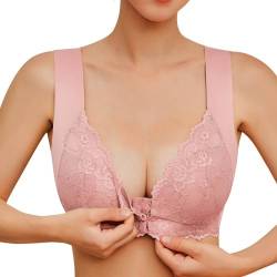 Rouingdd Hatme Haltungskorrektur BH, Vorderverschluss BH Damen Ohne Bügel Push Up Seamless Atmungsaktiv Bralette Bustier mit Polster V-Ausschnitt Wireless BH Bra Große Größen Weich Sport-BHS(M-5XL) von Rouingdd