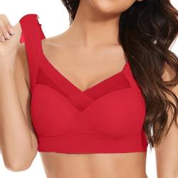 Rouingdd Hatme Haltungskorrektur BH, Vorderverschluss BH Damen Ohne Bügel Push Up Seamless Atmungsaktiv Bralette Bustier mit Polster V-Ausschnitt Wireless BH Bra Große Größen Weich Sport-BHS(M-5XL) von Rouingdd