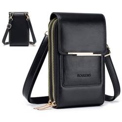 Roulens Klein Handy Umhängetasche,Damen Kleine Umhängetasche,PU Leder Crossbody Schultertasche Reisepass Handytasche mit Kartenschlitz Verstellbar Abnehmbar Schultergurt von Roulens