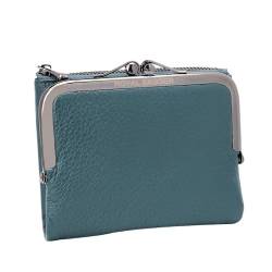 Royal Bagger Kiss Lock kurze Brieftaschen für Frauen Echtes Kuh Leder mit großer Kapazität Karten halter Mode Freizeit Geldbörse (LightBlue) von Royal Bagger