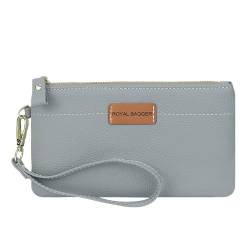 Royal Bagger Mode dünne lange Geldbörse, Echtes Leder Clutch-Geldbörse, große Kapazität tragbare Armband-Aufbewahrung tasche (Light Blue) von Royal Bagger