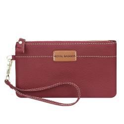 Royal Bagger Mode dünne lange Geldbörse, Echtes Leder Clutch-Geldbörse, große Kapazität tragbare Armband-Aufbewahrung tasche (WineRed) von Royal Bagger