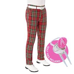 Royal & Awesome Stewart Tartan Golfhose für Männer, Golfhosen für Männer, funkige Golfhosen, sich verjüngte Herrengolfhosen von Royal & Awesome