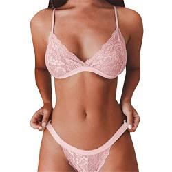 Rpporm Dessous Damen Sexy Unterwäsche Spitzen Push Up BH und Slip Lingerie Set Komfort Bralette BH Tanga Dessous Sets für Frauen Bra Panty Reizwäsche von Rpporm