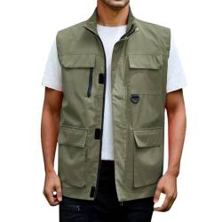 Rrongwn Herren Weste Outdoor Sommer Fischerweste Anglerweste mit Mehreren Taschen Leicht Fotografie Weste Sommer Multifunktionsweste Camping Jagd Weste Atmungsaktiv Ärmellos Jacke von Rrongwn