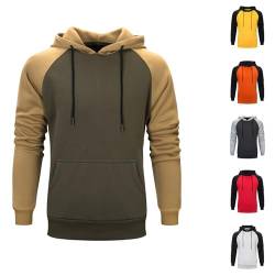 Rrongwn Hoodie Herren Pullover Langarm Sweatjacke Kapuzenpullover Farbblock Sweatshirt Kapuzenpulli Sportlich Freizeit Kapuzenjacke Casual Baumwolle Kleidung von Rrongwn