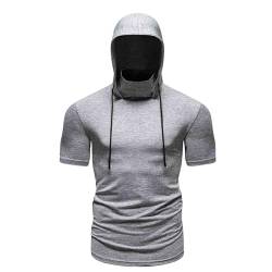 Rrongwn Hoodie Kurzarm Herren Sport Sweatshirt T-Shirt Mit Kapuze Laufshirt Kurzarm Hoodie Kapuzenpullover Stretch Atmungsaktiv Bequeme Sport Shirt Männer Trainingsshirt von Rrongwn