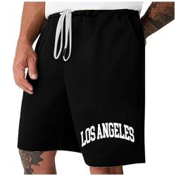 Rrongwn Kurze Hosen Herren Los Angels Muster Sporthose Große Größe Jogginghose Shorts Mit Taschen Männer Straight Leg Sweatpants Trainingshose Bermuda Sportshorts Freizeithose Sweatshorts von Rrongwn