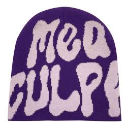 Y2k Beanies MEA Beanie Strick Schädel Hut Strickmütze Herren Damen Teenager Skater Mütze Hip Hop Strickmützen Culpa Printed Hat Pink Harajuku (DE/NL/SE/PL, Alphanumerisch, Einheitsgröße, MEA Culpa-5) von Rrrmnoawb