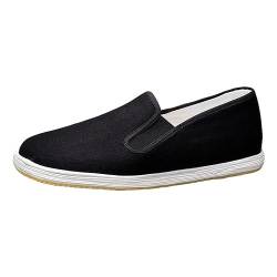 Rubruan Chinesische Kampfkunst Baumwolle Stoffschuhe - Traditionelle Handgefertigte Herren Damen Freizeitschuhe Hausschuhe Kung Fu Tai Chi Casual Flache Schuhe Stoff oder TPR-Sohle (Gummi, 46) von Rubruan