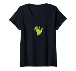 Damen Rugrats Iconic Cute Reptar Being Reptar Small Chest Portrait T-Shirt mit V-Ausschnitt von Rugrats