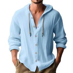 Rumity Hemd Herren Gestreiftes Langarm Baumwolle Leinenhemd Freizeithemd Buissness Sommerhemd Casual Regular Fit Sommerhemd Leinen Shirt Herren Oliv Hemd Mit Stehkragen Herren Langarm mit Kapuze von Rumity