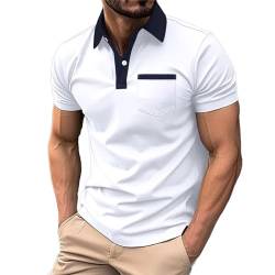 Rumity Herren Polohemd mit normaler Passform aus Baumwollpiqué,Herren Poloshirt Kurzarm Einfarbig Freizeit Spleißen Golf T-Shirt Poloshirt Herren Set Ragman Poloshirt Herren Kurzarm 4XL von Rumity