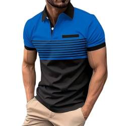 Rumity Poloshirts Herren Kurzarm Golf Poloshirts mit Tasche Kontrastfarbe Ausschnitt Baumwolle Basic T-Shirt Polohemd Sommer Poloshirt Herren Kurzarm 3XL Poloshirt Herren 3XL von Rumity