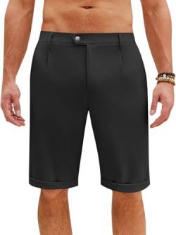 Runcati Herren Kurze Hose Sommer Shorts mit Taschen Einfarbig Regular Fit Freitzeithose Business Urlaub Schwarz, M von Runcati