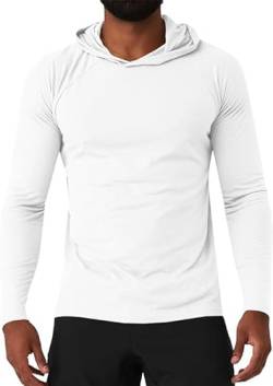 Runcati Kapuzenpullover Langarm Workout Hoodie Bodybuilding Funktionsshirt Muskelshirts Sportshirt Atmungsaktiv Leicht Sweatshirt für Gym Jogging Weiß L von Runcati