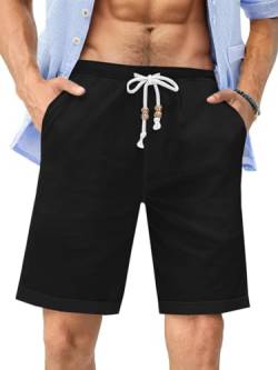 Runcati Kurze Hosen Herren Shorts Baumwolle Freizeithose Sommer Elastische Taille mit Taschen für Männer Schwarz S von Runcati