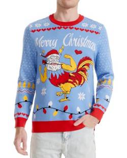 Runhit Hässliche Weihnachtspullover Herren Ugly Christmas Sweater Lustig Unisex Xmas Strick Pullover Huhn 3XL von Runhit