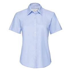 Russell Collection Easy Care Oxford Bluse, Kurzarm 3XL,Oxford Blau von Russell Athletic