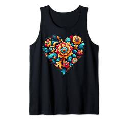 Russian Khokhloma russische Kunst Herz Russland Russen Tank Top von Russen Kostüm Russisch Kyrillisch Blumen Designs