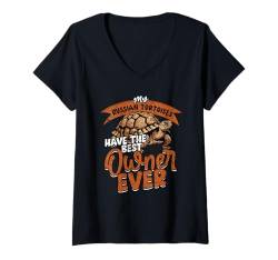 Damen Russische Schildkröte T-Shirt mit V-Ausschnitt von Russian Tortoise Gifts for Men and Women