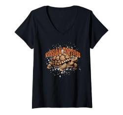 Damen Russische Schildkröte T-Shirt mit V-Ausschnitt von Russian Tortoise Gifts for Men and Women