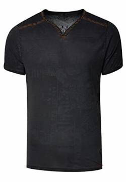 Rusty Neal T-Shirt Herren S M L XL XXL 3XL Wildlederband mit Zier-Nieten V-Neck Verwaschen Used-Look Regular Fit Skull X Wings X Snake Print 297, Farbe:Schwarz, Größe S-3XL:S von Rusty Neal