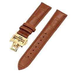 SAAWEE 19mm 20mm 22mm doppelseitige Rindsleder-Uhrenarmbänder für Vacheron VC Uhrenarmband Constantin für Männer und Frauen Rindslederarmbänder(Light brown Golden,22mm) von SAAWEE